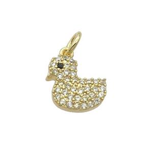 Copper Duck Pendant Pave Zircon Gold Plated, approx 9-10mm [FN32491]
