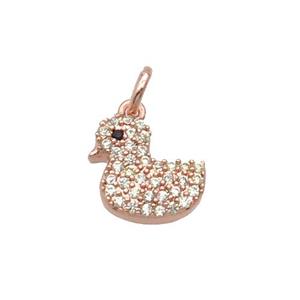Copper Duck Pendant Pave Zircon Rose Gold, approx 9-10mm [FN32492]