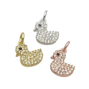 Copper Duck Pendant Pave Zircon Mixed, approx 9-10mm [FN32493]