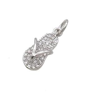 Copper Shoes Pendant Pave Zircon Platinum Plated, approx 6-12mm [FN32494]
