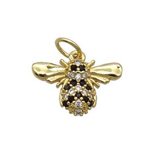 Copper Honeybee Pendant Pave Zircon Gold Plated, approx 9-14.5mm [FN32499]