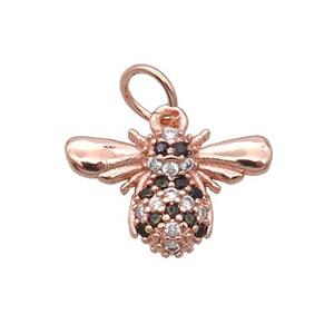 Copper Honeybee Pendant Pave Zircon Rose Gold, approx 9-14.5mm [FN32500]
