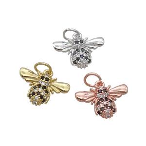 Copper Honeybee Pendant Pave Zircon Mixed, approx 9-14.5mm [FN32501]