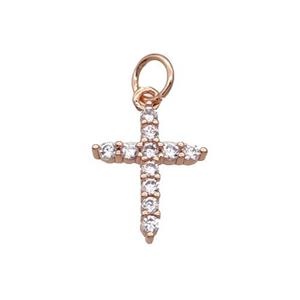 Copper Cross Pendant Pave Zircon Rose Gold, approx 11-14mm [FN32515]