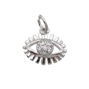 Copper Eye Pendant Pave Zircon Platinum Plated, approx 8-11mm [FN32517]