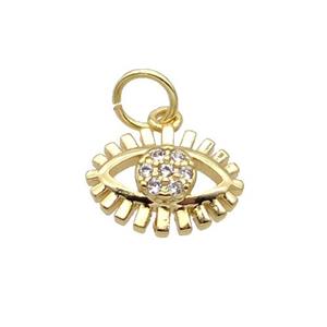Copper Eye Pendant Pave Zircon Gold Plated, approx 8-11mm [FN32518]