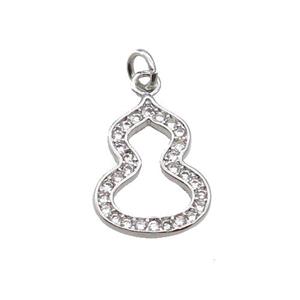 Copper Gourd Pendant Pave Zircon Platinum Plated, approx 10-13mm [FN32521]