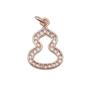 Copper Gourd Pendant Pave Zircon Rose Gold, approx 10-13mm [FN32523]