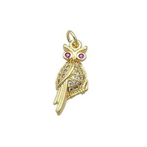 Copper Owl Pendant Pave Zircon Bird Gold Plated, approx 8-18mm [FN32534]