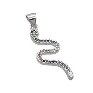 Copper Snake Pendant Pave Zircon Platinum Plated, approx 10-25mm [FN32537]
