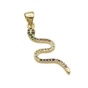 Copper Snake Pendant Pave Zircon Gold Plated, approx 10-25mm [FN32538]