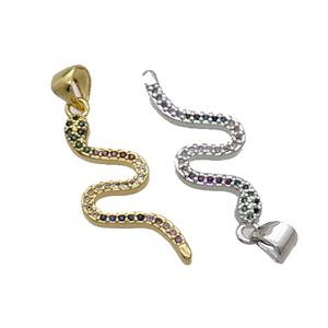 Copper Snake Pendant Pave Zircon Mixed, approx 10-25mm [FN32539]