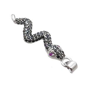 Copper Snake Pendant Pave Zircon Platinum Plated, approx 10-30mm [FN32540]