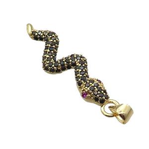 Copper Snake Pendant Pave Zircon Gold Plated, approx 10-30mm [FN32541]