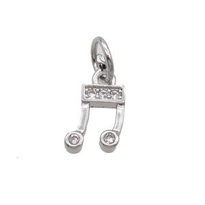 Copper Pendant Pave Zircon Musical Note Platinum Plated, approx 6-7mm [FN32543]