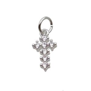 Copper Cross Pendant Pave Zircon Platinum Plated, approx 6-10mm [FN32544]