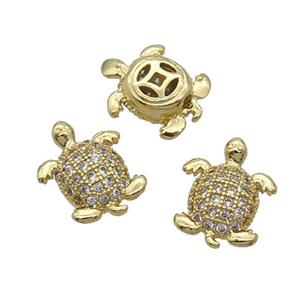 Copper Tortoise Beads Pave Zircon Gold Plated, approx 9-11mm [FN32560]