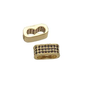 Copper Beads Pave Zircon 2hole Gold Plated, approx 5.5-11mm [FN32562]