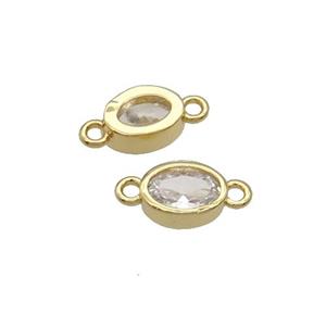 Copper Oval Connector Pave Zircon Gold Plated, approx 5-7mm [FN32589]