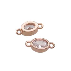Copper Oval Connector Pave Zircon Rose Gold, approx 5-7mm [FN32590]