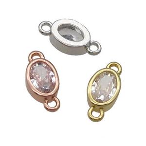 Copper Oval Connector Pave Zircon Mixed, approx 5-7mm [FN32591]