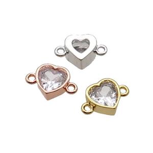Copper Heart Connector Pave Zircon Mixed, approx 7mm [FN32595]