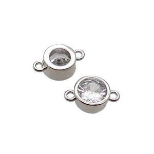 Copper Circle Connector Pave Zircon Platinum Plated, approx 7mm [FN32596]
