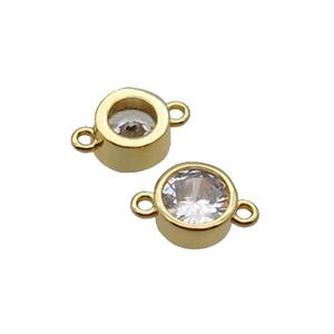 Copper Circle Connector Pave Zircon Gold Plated, approx 7mm [FN32597]