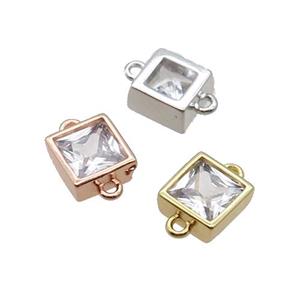 Copper Square Connector Pave Zircon Mixed, approx 7mm [FN32603]