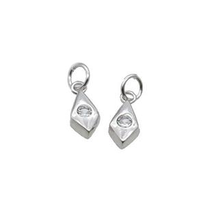 Copper Teardrop Pendant Pave Zircon Platinum Plated, approx 5.5-9mm [FN32604]