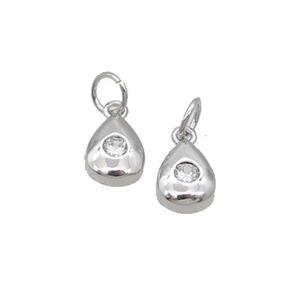 Copper Teardrop Pendant Pave Zircon Platinum Plated, approx 6.5-8.5mm [FN32606]