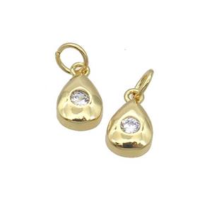 Copper Teardrop Pendant Pave Zircon Gold Plated, approx 6.5-8.5mm [FN32607]