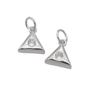 Copper Triangle Pendant Pave Zircon Platinum Plated, approx 8.5mm [FN32610]