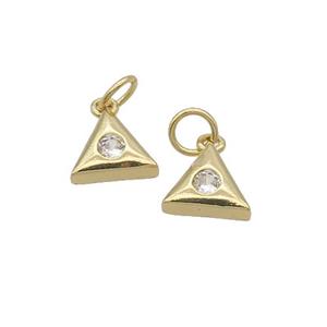 Copper Triangle Pendant Pave Zircon Gold Plated, approx 8.5mm [FN32611]