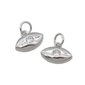 Copper Eye Pendant Pave Zircon Platinum Plated, approx 6-11mm [FN32612]