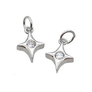 Copper Star Pendant Pave Zircon Platinum Plated, approx 8.5mm [FN32614]