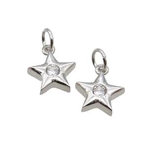 Copper Star Pendant Pave Zircon Platinum Plated, approx 9mm [FN32616]