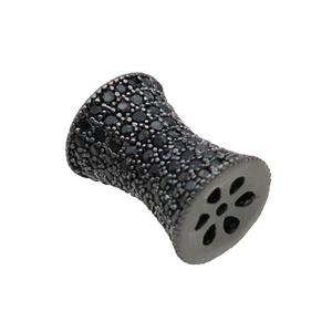 Copper Bamboo Beads Pave Zircon Black Plated, approx 11-17mm [FN32624]
