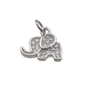 Copper Elephant Pendant Pave Zircon Platinum Plated, approx 8.5-12mm [FN32625]