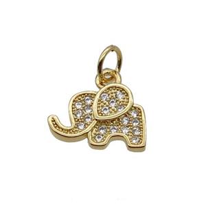 Copper Elephant Pendant Pave Zircon Gold Plated, approx 8.5-12mm [FN32626]