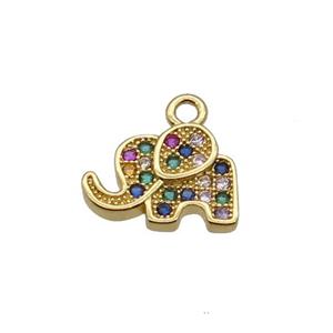 Copper Elephant Pendant Pave Zircon Gold Plated, approx 8.5-12mm [FN32627]