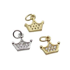 Copper Crown Pendant Pave Zircon Mixed, approx 7-11mm [FN32631]