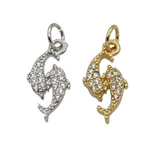 Copper Dolphin Pendant Pave Zircon Mixed, approx 8-15mm [FN32638]