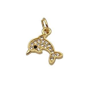 Copper Dolphin Pendant Pave Zircon Gold Plated, approx 9-12mm [FN32640]