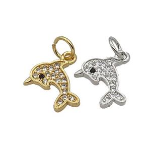 Copper Dolphin Pendant Pave Zircon Mixed, approx 9-12mm [FN32641]