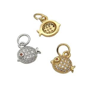 Copper Pufferfish Pendant Pave Zircon Mixed, approx 6-9mm [FN32644]