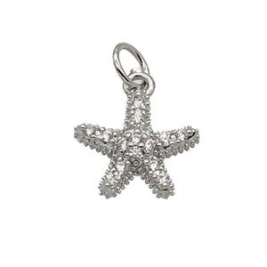 Copper Starfish Pendant Pave Zircon Platinum Plated, approx 11.5mm [FN32645]