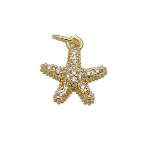 Copper Starfish Pendant Pave Zircon Gold Plated, approx 11.5mm [FN32646]