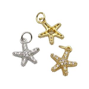 Copper Starfish Pendant Pave Zircon Mixed, approx 11.5mm [FN32647]
