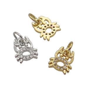 Copper Crab Charm Pendant Pave Zircon Mixed, approx 8-9mm [FN32650]